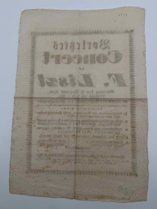 Broadside for the February 9, 1840 Franz Liszt performance titled: VORLETZES CONCERT des F. LISZT.