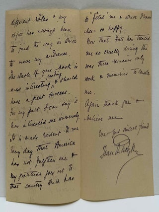 Letter handwritten and signed by Jean de Reszke