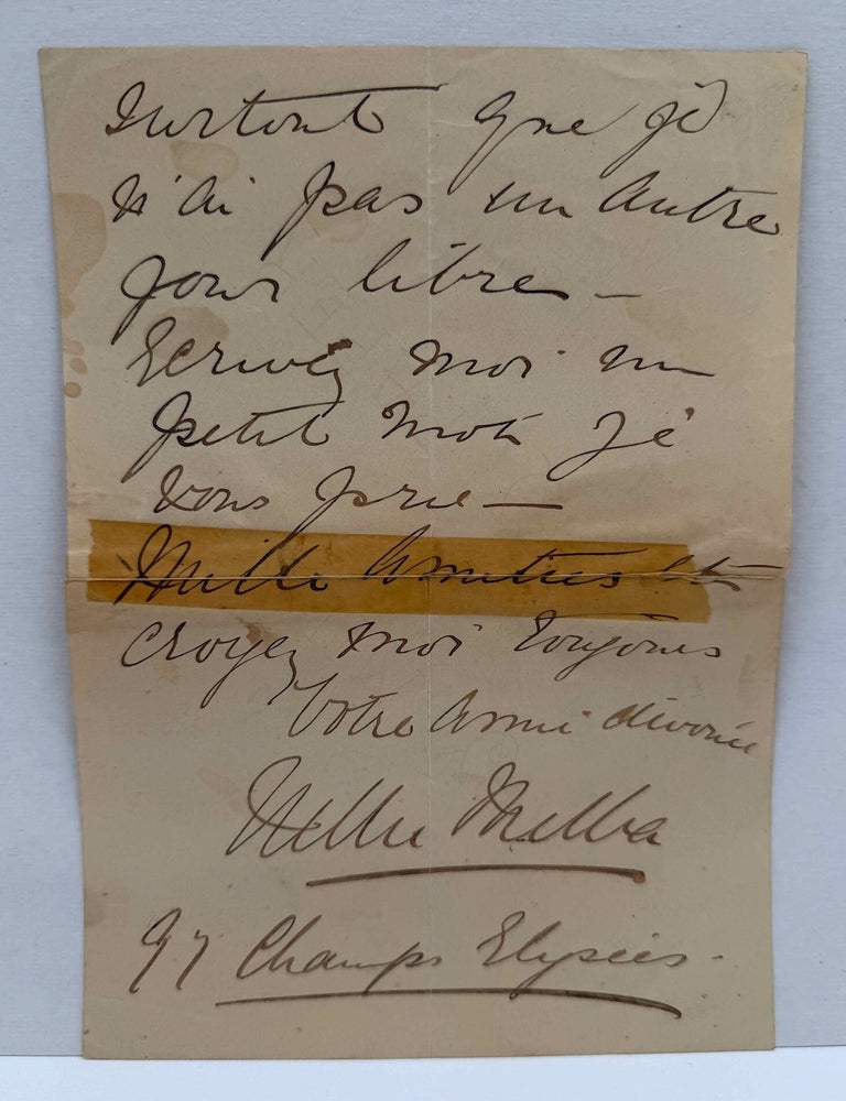 Item #020633 Letter handwritten and signed by Nellie Melba to her voice instructor Mathilde Marchesi. Nellie Melba.