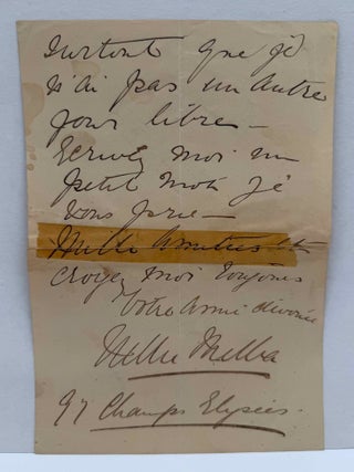 Letter handwritten and signed by Nellie Melba to her voice instructor Mathilde Marchesi