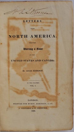 Letters from North America Written During a Tour in the United States and Canada.