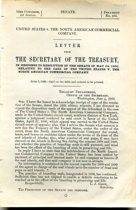 Item #4600ba Letter from the Secretary of the Treasury, in response to resolution of the Senate...