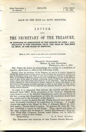 Item #4601ba Letter from the Secretary of the Treasury in response to resolution of the Senate of...