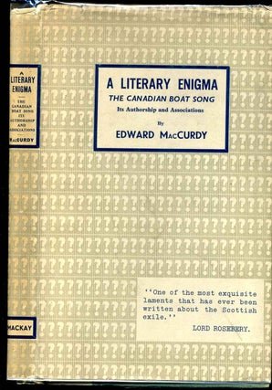 Item #6966baC Literary enigma, A. The Canandian boat song: its authorship and associations....