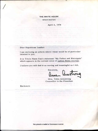Item #7436ba My Father and Watergate: an Exclusive Statement. Tricia Nixon Cox