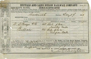 Item #8107ba Receipt note. Buffalo, Lake Huron Railway Company