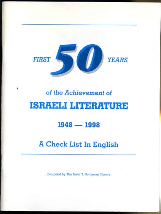 Item #8910ba Check list of Israeli literature 1948-2000 in English, A. Revised August, 1999....