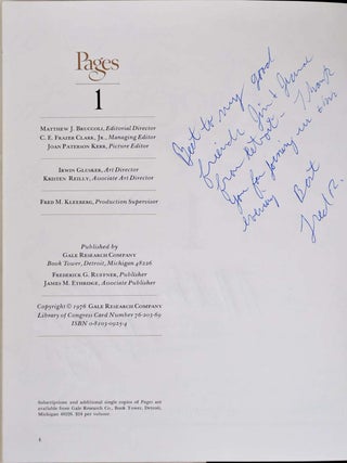 PAGES. The world of books, writers and writing. Signed.