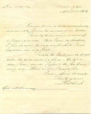 Item #a3645ba Letter Handwritten and Signed by Lewis Cass (1782-1866). Lewis Cass
