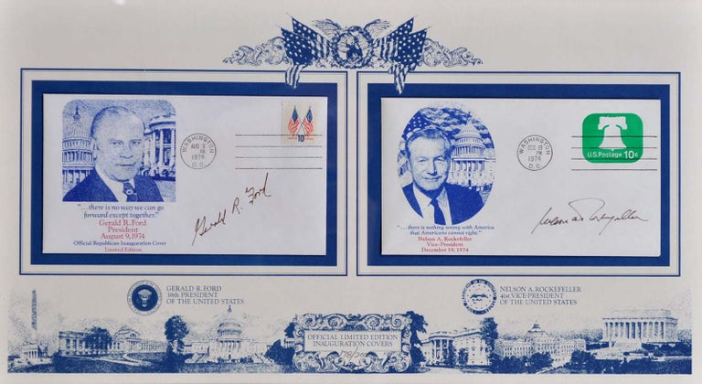 Item #a3662bap First Day Covers. Signed by Gerald R. Ford while President and Nelson A. Rockefeller as Vice-President of the United States of America. Gerald R. Ford, Nelson A. Rockefeller.