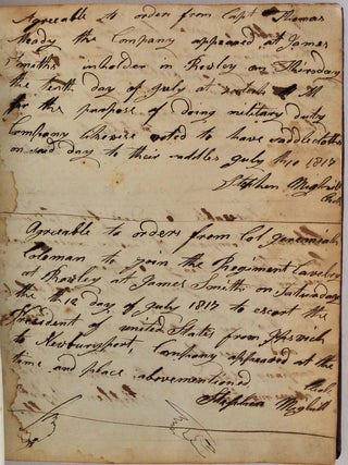 THE MILITIA REGISTER. Agreeably to a law passed June the 22nd 1793. This book has been preserved for the Company of Cavalry now commanded by Captain John Conant to be kept by the clerk as an orderly book of said company.