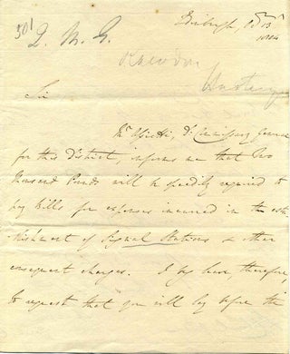 Item #a3701ba Autograph letter handwritten and signed by Francis Rawdon, Marquess of Hastings...
