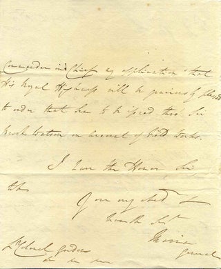 Autograph letter handwritten and signed by Francis Rawdon, Marquess of Hastings (1754-1826).