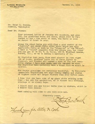 FOUR TYPED LETTERS SIGNED BY LUTHER BURBANK.