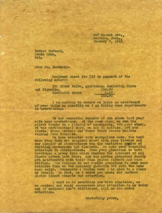 FOUR TYPED LETTERS SIGNED BY LUTHER BURBANK.